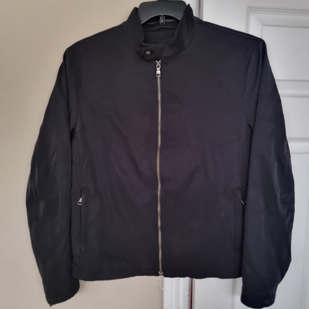 Banana Republic Men's Black Lightweight Jacket Stand Up Collar Snap Button